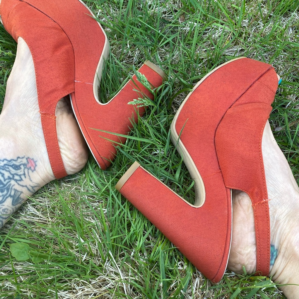 Mango Platform Sling Backs, Size 6 - image 2